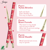 Ensemble de pinceaux professionnels pour nail art, style Halloween, or et rouge, en métal, avec étiquette privée, doublure en nylon de haute qualité, les plus populaires
