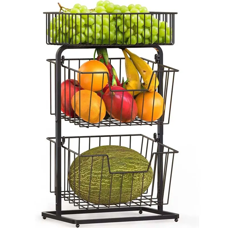 FREE SAMPLE Fruit Basket for Kitchen 3 Tier Hanging Fruit Baskets Vegetable Storage Holder Kitchen Counter Organizer