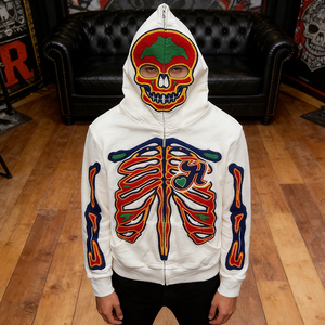 YSJY OEM Streetwear Custom 100% Cotton Oversized Heavyweight Thick French Terry Y2K Full Face Zip up Puff Printed Hoodie for Men - Product Image 1