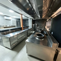 Projet de cuisine commerciale complet sur mesure, équipement de cuisine entièrement en acier inoxydable pour hôtel et restaurant