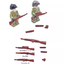 Venta al por mayor equipo Rifle pistola 98K 8X espejo pistola Segunda Guerra Mundial soldado accesorios ejército militar armas Kit bloques de construcción - Product Image 2