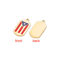 Accessoires de bijouterie, accessoires pour la fabrication de bijoux, métal, acier inoxydable, pendentif en forme de drapeau de Porto Rico émaillé