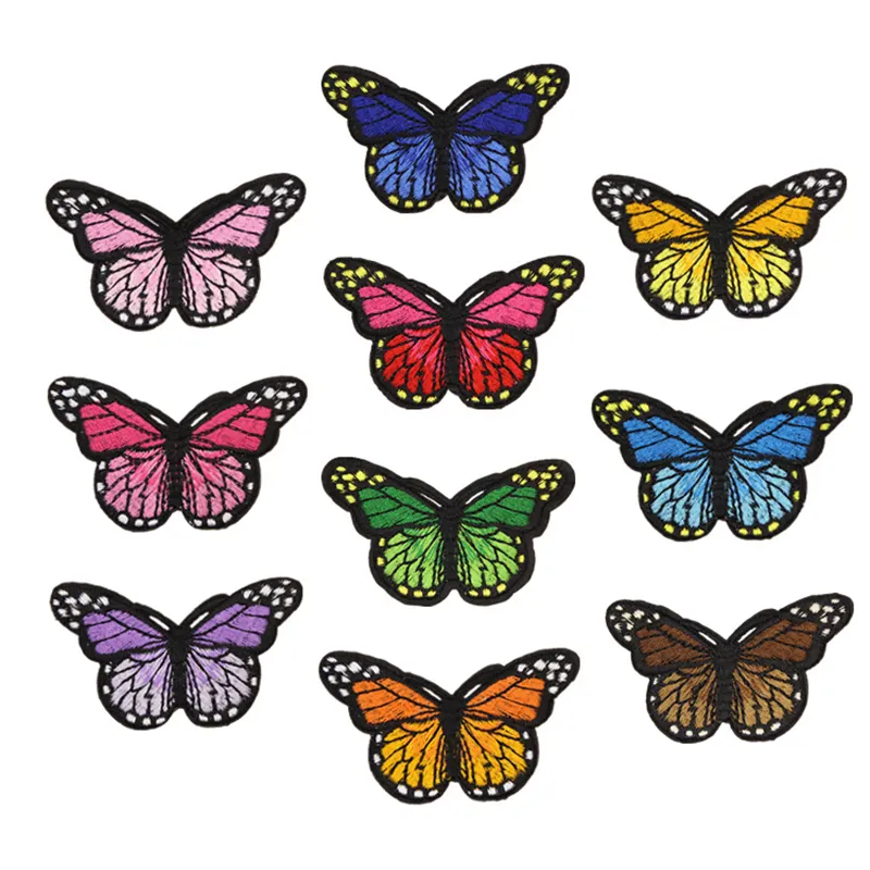 100 Buah Stiker Kain Mode Bordir Aksesori Kerajinan Tangan untuk Tas Sepatu dan Topi Pola Kupu-kupu