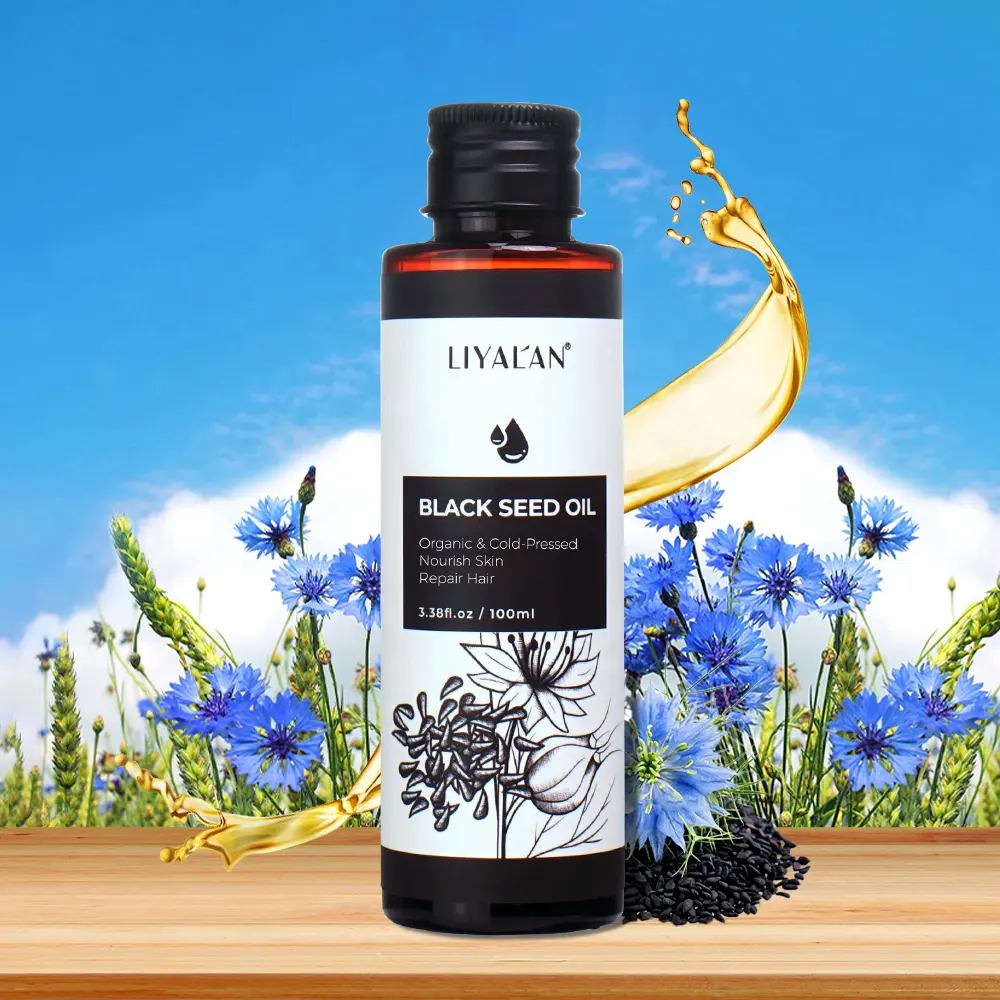 Özel etiket cilt bakımı organik soğuk preslenmiş Prvent saç dökülmesi siyah tohum yağı