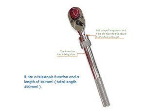 Clé à cliquet professionnelle de précision avec arc de rotation de 5 degrés, tige extensible de 3/8 pouce, poignée en métal moletée et lumière LED - Product Image 4