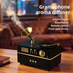 Difusor de Aroma de gramófono Vintage, 160ml, tipo C, humidificador de aerosol giratorio LED portátil de 7 colores, aceite esencial para regalo de coche y hogar - Product Image 2