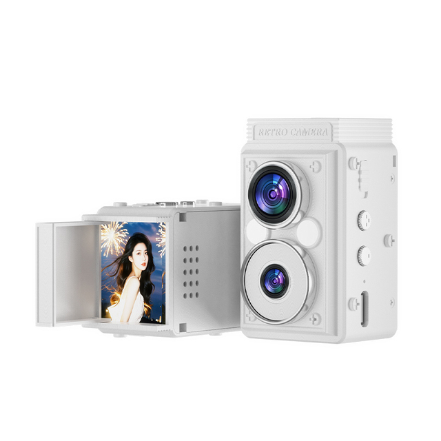 Small Speaker Shape Mini Retro Reflex Children's Camera With 120° Wide-angle Lens Built-in LED Flash