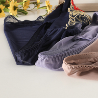Lady G Lingerie Bikini seksi sedang wanita, Lingerie pinggang rendah tembus udara tali bunga bordir transparan satu ukuran nilon/katun
