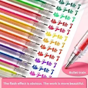 Pena Gel Berkilau Cerah untuk Proyek Seni, Spidol Warna-warni, Spidol Cat Air Plastik untuk Jurnal, Coretan, Set Pena Gambar untuk Anak-anak - Product Image 2