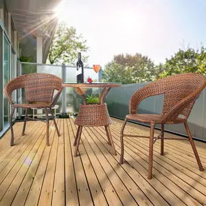 Style Outdoor Garden Chair PE Rattan Patio Chair Leisure Balcony Chair Europe Dining Table Outdoor Furniture Modern Provide