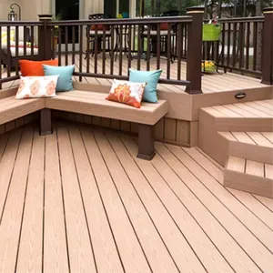 Planches de terrasse extérieures en bois composite texture bois wpc revêtement de sol en relief 3D