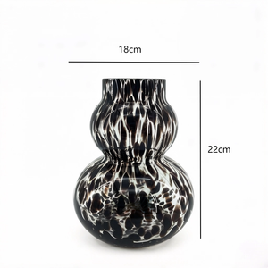 Modern Marble Look Glass Flower Vase Tabletop Decor Jar Round Home Decor for Living Room Wedding - Product Image 3