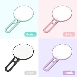 Women's Black Double-Sided <b>Makeup</b> <b>Mirror</b> Magnifying Foldable Handle Portable <b>Travel</b> Personalized Desktop <b>Mirror</b> - Product Image 3