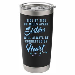 Miles <span class=keywords><strong>Apart</strong></span> Sisters Will Always Be Connected Heart Gobelet en acier inoxydable de 20oz Tasse à café de voyage isolée sous vide à double paroi - Product Image 1