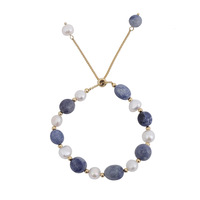 Bracelet en jade aventurine bleue Jachon et perle d'eau douce blanche, bijoux minimalistes pour femmes, accessoire pour cadeau