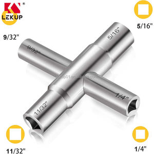 Clé multifonctionnelle en acier <span class=keywords><strong>pour</strong></span> <span class=keywords><strong>robinet</strong></span> à 4 voies avec tailles 1/4 ", 9/32 ", 5/16 ", 11/32 " - Outil de réparation de <span class=keywords><strong>robinet</strong></span> portatif - Product Image 2