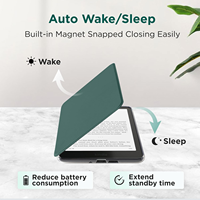 Casing Kindle kulit PU dengan penutup magnetik, dapat dilepas dengan pegangan, bangun dan tidur otomatis, casing penutup belakang jernih