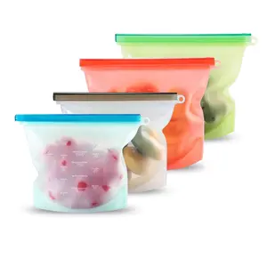 herméticos bolsas de almuerzo la cocina protector de alimentos de silicona bolsa de almacenamiento con cremallera