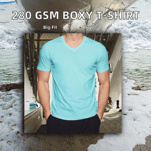 280 Gsm Customizable Boxy Drop Shoulder <b>Men's</b> T-<b>Shirt</b> 100% Cotton Oversized Cropped <b>Fit</b> Heavyweight Crewneck Streetwear Vintage - Product Image 2