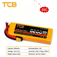 Batterie Lipo TCB 5200mAh à décharge élevée 2S~12S 7.4V-44.4V 25C 30C 40C 60C 90C 100C 120C Batterie polymère lithium haute puissance