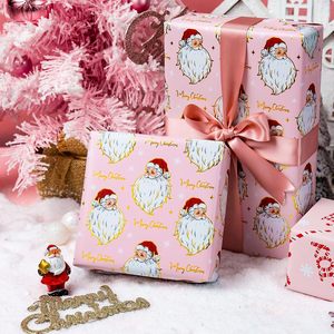 กระดาษห่อของขวัญลายซานตาคลอสสีชมพูทองแบบสองด้าน ลายวินเทจสำหรับสาวๆ ลายไม้เท้าหวาน ขนาด 46.8 ตารางฟุต สำหรับห่อของขวัญและงานฝีมือ - Product Image 5