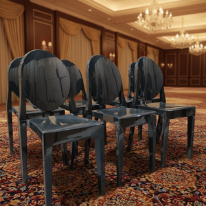 <span class=keywords><strong>Chaise</strong></span> de salle à manger <span class=keywords><strong>Ghost</strong></span> en résine acrylique noire transparente, empilable et durable, pour mariages en extérieur, hôtels, maisons, bureaux et événements - Product Image 1