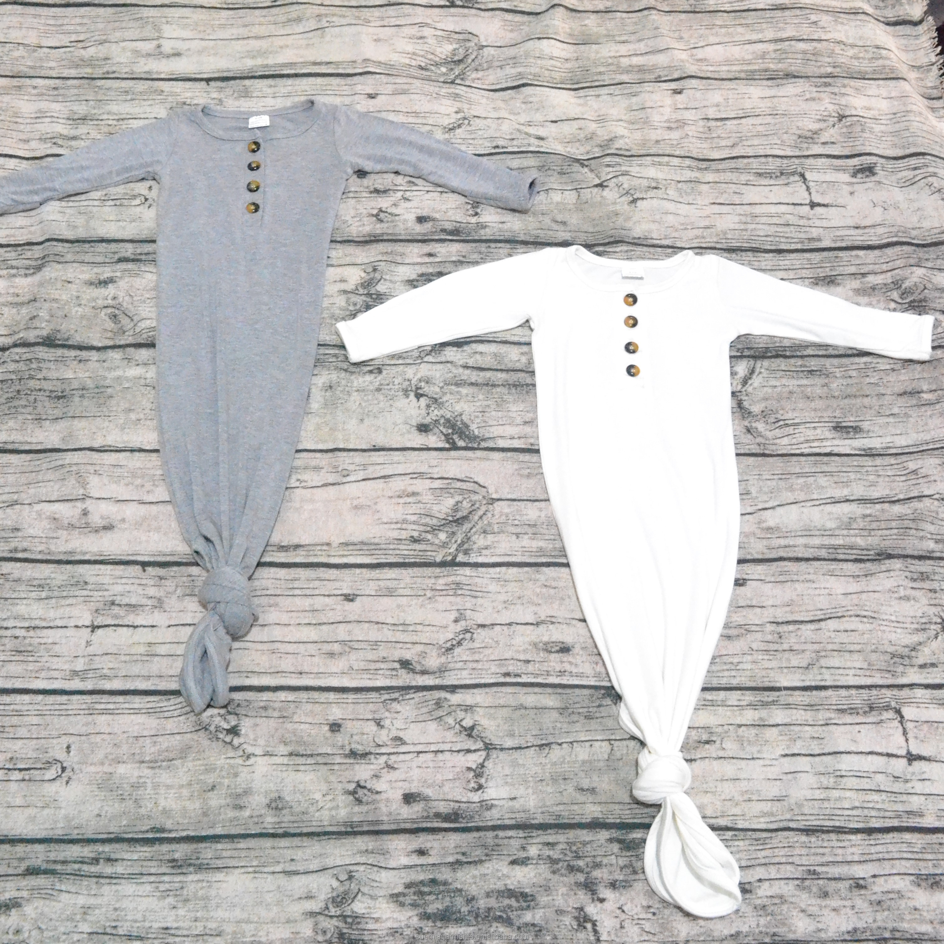 Фабрика OEM ODM, детская одежда из вискозы и бамбука на пуговицах для малышей, платье для сна с длинным рукавом для маленьких девочек