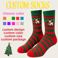 Chaussettes de Noël personnalisées en coton anti-bactérien jetables à motif sur mesure, pour les fêtes et le Nouvel An, écologiques, avec motif sur le dessus/le bas