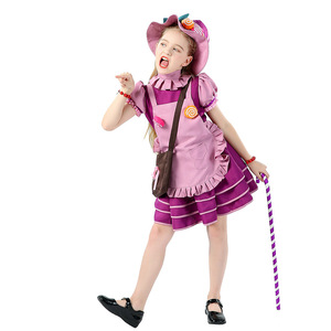 Candy Witch Cosplay Costume Set For Adults And Children Halloween Party Stage Wear <b>Purple</b> Dress With <b>Hat</b> And Accessories - Product Image 3