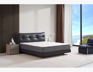 Black Tufted Eco-Leather Smart Bed Reclining Convertible Platform Frame Support Pocket Spring <b>Mattress</b> Modern Bedroom - Product Image 1