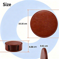 Ensemble de dessous-de-verre ronds en cuir PU avec support de rangement, résistants à la chaleur, imperméables, dessous-de-verre personnalisés avec logo, tapis de table pour tasses