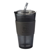 Gobelet à café portable avec paille, gobelet à café en verre anti-fuite, logo personnalisable