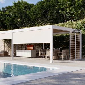 <span class=keywords><strong>Toldo</strong></span> de pérgola de aluminio eléctrico con marco de plástico de tamaño personalizado con control remoto y diseño de persianas - Product Image 2