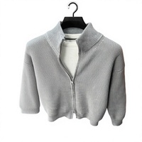 Ensemble Sportif Homme : Cardigan en Tricot Zippé, Tricoté à la Machine 12 GG, Respirant, Service OEM, Veste d'Hiver 100% Cachemire Uni