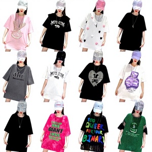 เสื้อยืดแขนสั้นผู้หญิงดีไซน์ทันสมัยคุณภาพสูงหรูหรา ขายส่ง เสื้อยืดวัยรุ่นประดับตกแต่งอย่างหรูหรา - Product Image 1