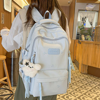 Mochila Escolar de Nailon de Gran Capacidad para Estudiantes de Secundaria, Estilo Moderno, con Múltiples Compartimentos