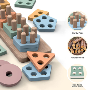 Jouets <span class=keywords><strong>Montessori</strong></span> Tri et empilage en bois, jouets <span class=keywords><strong>Montessori</strong></span> pour garçons et filles de 1 à 3 ans - Product Image 5