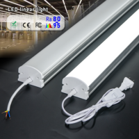 Tube LED linéaire connectable noir/argent pour bureaux commerciaux et industriels, 60cm/120cm/150cm/240cm, 30W/60W/72W/120W, CRI 80 élevé