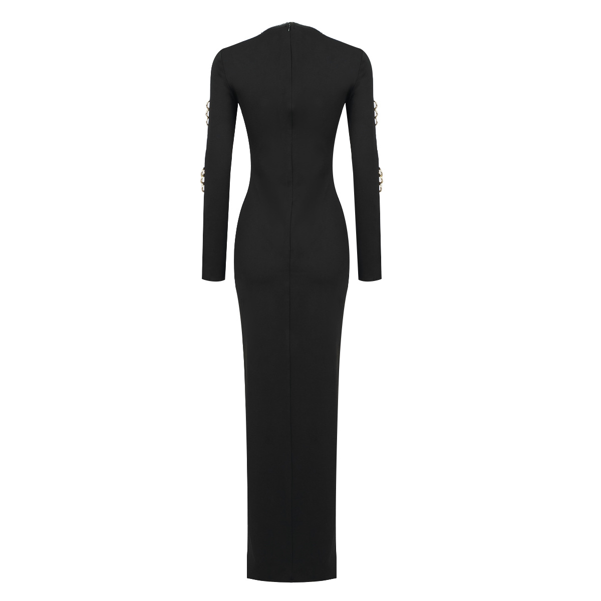 chinese dress ladies Gothic Black Patent Leather Dress with Double Slits
