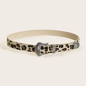 Nuova Cintura Retrò con Fibbia in Lega, Stampa Leopardata e Crine di Cavallo Intagliato, Stile Y2k Occidentale Casual per Donna - Product Image 4