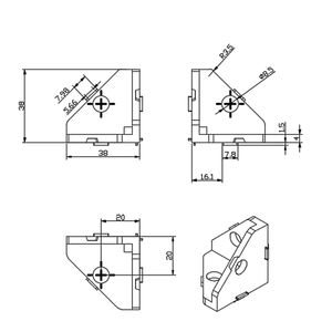 Oem Odm 2146 40c 3-weg Hoekbeugel (Inclusief Het Nylon Onderdeel) Voor L-Vorm 4040 Aluminium Profielverbinding - Product Image 2