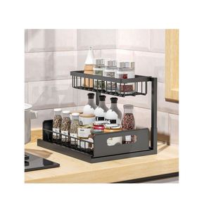 Organisateur sous évier à 2 niveaux, best-seller 2023, organisateur de placard de cuisine sous évier, étagère coulissante pour placard - Product Image 1