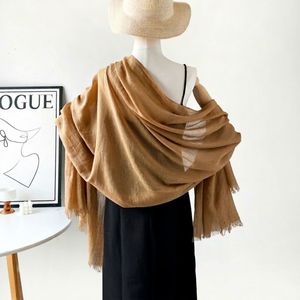 Women Ultra Soft Premium Cotton Linen <b>Wrap</b> Lightweight Long Solid Color Scarf Spring Autumn Party Wear - Product Image 1