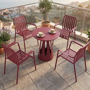 Set <span class=keywords><strong>da</strong></span> Pranzo per Esterni in Alluminio, Sedia <span class=keywords><strong>da</strong></span> Patio, Tavolo e Sedie in Metallo, Arredamento <span class=keywords><strong>da</strong></span> <span class=keywords><strong>Giardino</strong></span> Moderno - Product Image 4