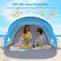 Parasol de plage portable en polyester style yourte pour camping, protection solaire anti-UV pour adultes et enfants