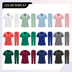 HZMNOI Scrub Suit Set V-Neck Moisture Wicking Split Uniforms For Medical Dental Beauty Workwear S XXL - Product Image 3