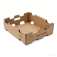 Boîte à fruits en kraft recyclable minimaliste personnalisée, plateau d'emballage en carton ondulé robuste et empilable pour cerises et baies fraîches
