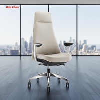 Chaise de bureau exécutive ergonomique moderne pivotante en cuir synthétique haut de gamme, réglable en hauteur, pour le bureau à domicile