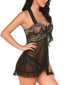 Pijama de Encaje Transparente con Lazo para Mujer, Lencería Sexy con Logotipo Personalizado - Product Image 4