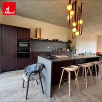 Meubles en bois massif de style Japandi de haute qualité Allandgroup, avec structure en bois grainé, anti-insectes, en chêne rouge, armoires de cuisine sur mesure